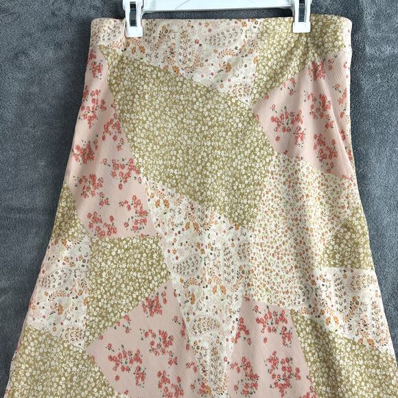 Loft Maxi Skirt Womens L Floral Patchwork Lace Trim Boho Cottagecore NWT - Picture 2 of 9